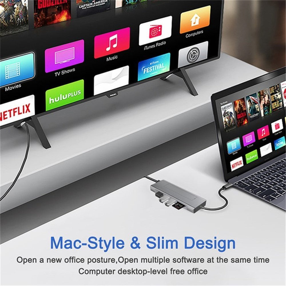 8 in 1 Multi-Port USB Type-C Hub NVME SATA M.2 Multi-function Hub Type-C Docking Station