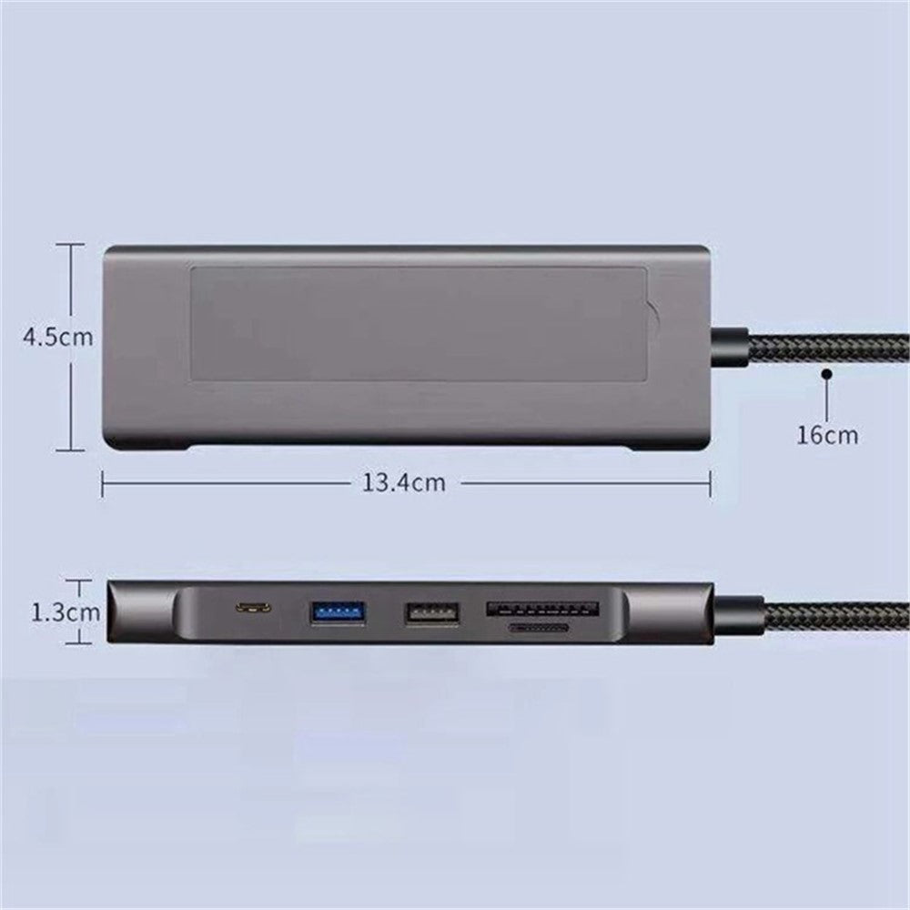 8 in 1 Multi-Port USB Type-C Hub NVME SATA M.2 Multi-function Hub Type-C Docking Station