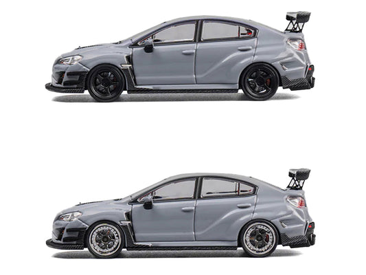 Subaru VAB WRX STI S4 Gray with Red Interior with Extra Wheels 1/64 Diecast Model Car by CM Model