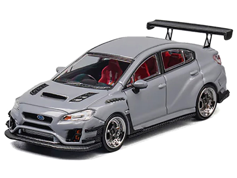 Subaru VAB WRX STI S4 Gray with Red Interior with Extra Wheels 1/64 Diecast Model Car by CM Model