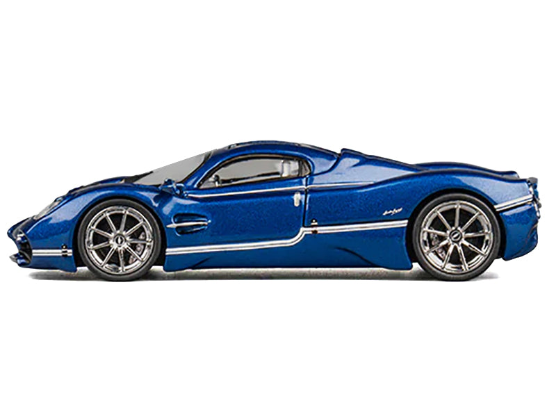 Pagani Utopia Blue Metallic with White Stripes 1/64 Diecast Model Car by CM Model