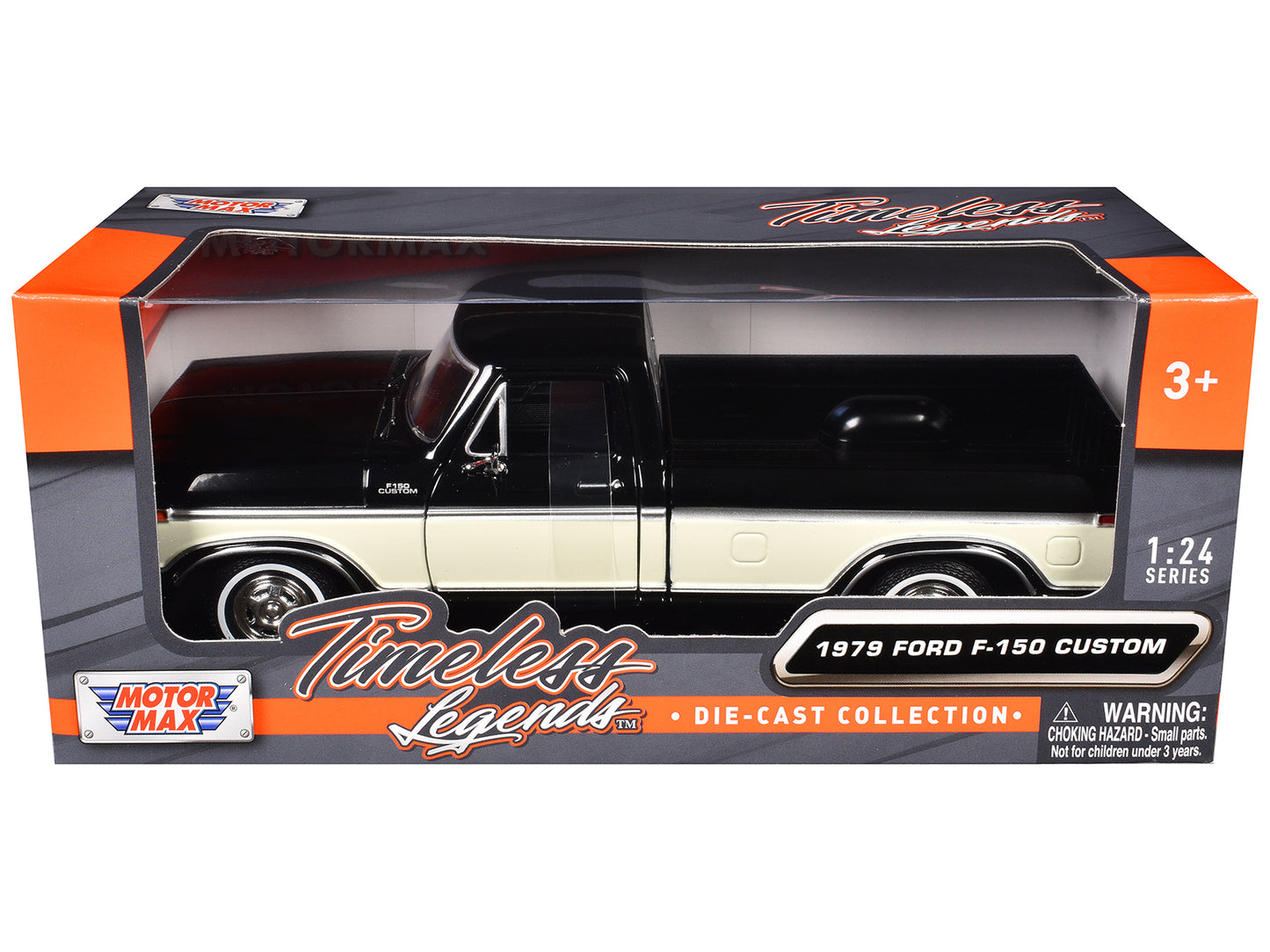 1979 Ford F-150 Pickup Truck 2 Tone Black/Cream 1/24 Diecast Model Car by Motormax