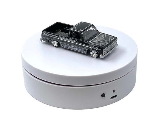 Mini Turntable Rotating Display Stand 4.75" with White Base for 1/64 Scale Model Cars