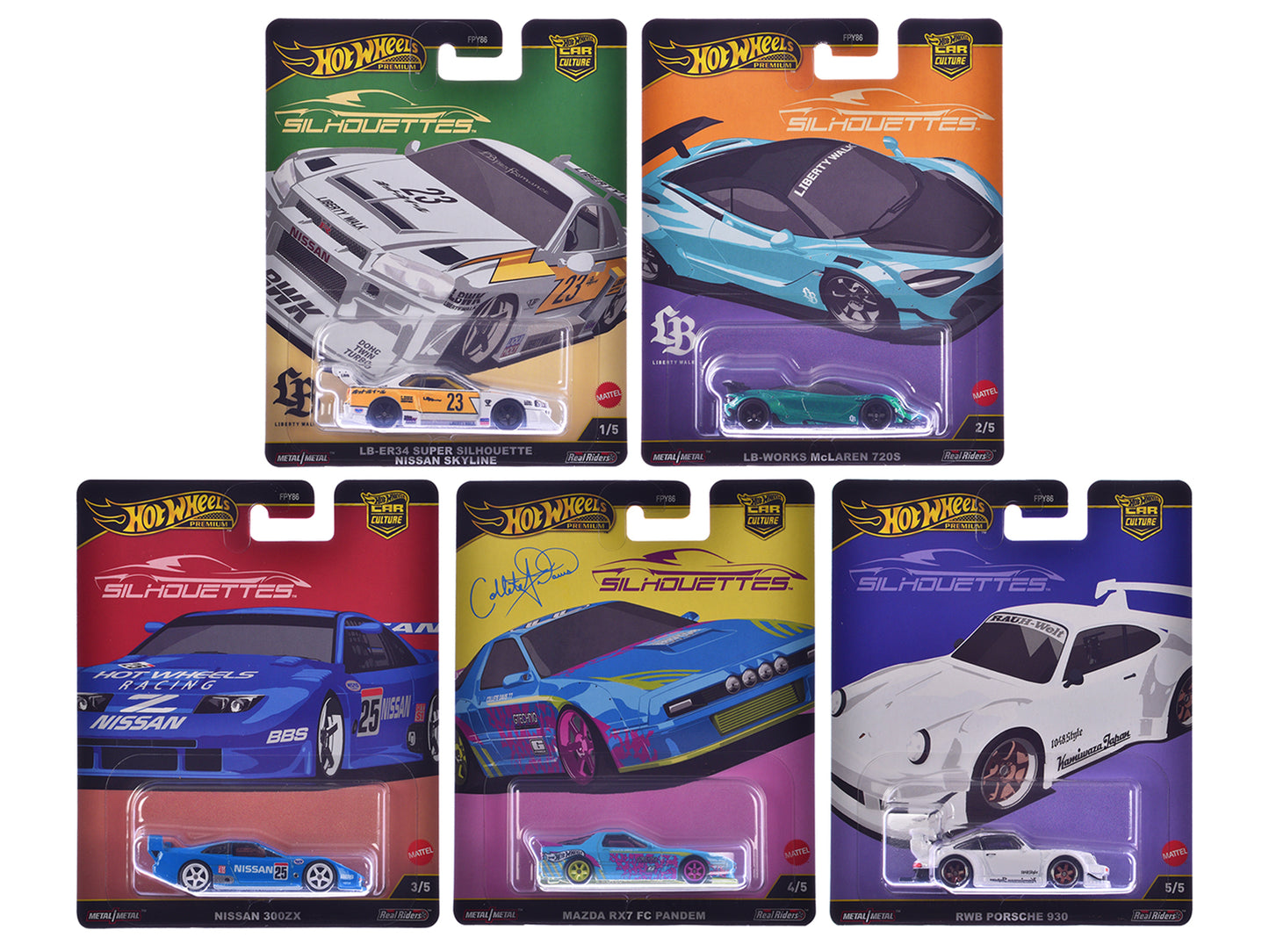 "Silhouettes" 5 piece Set "Car Culture" 2024 Series G Diecast model cars by Hot Wheels