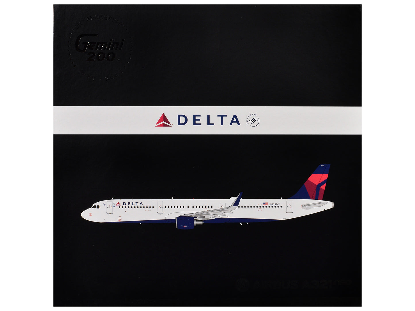 Airbus A321 Commercial Aircraft "Delta Air Lines" (N328DN) White with Blue and Red Tail "Gemini 200" Series 1/200 Diecast Model Airplane by GeminiJets