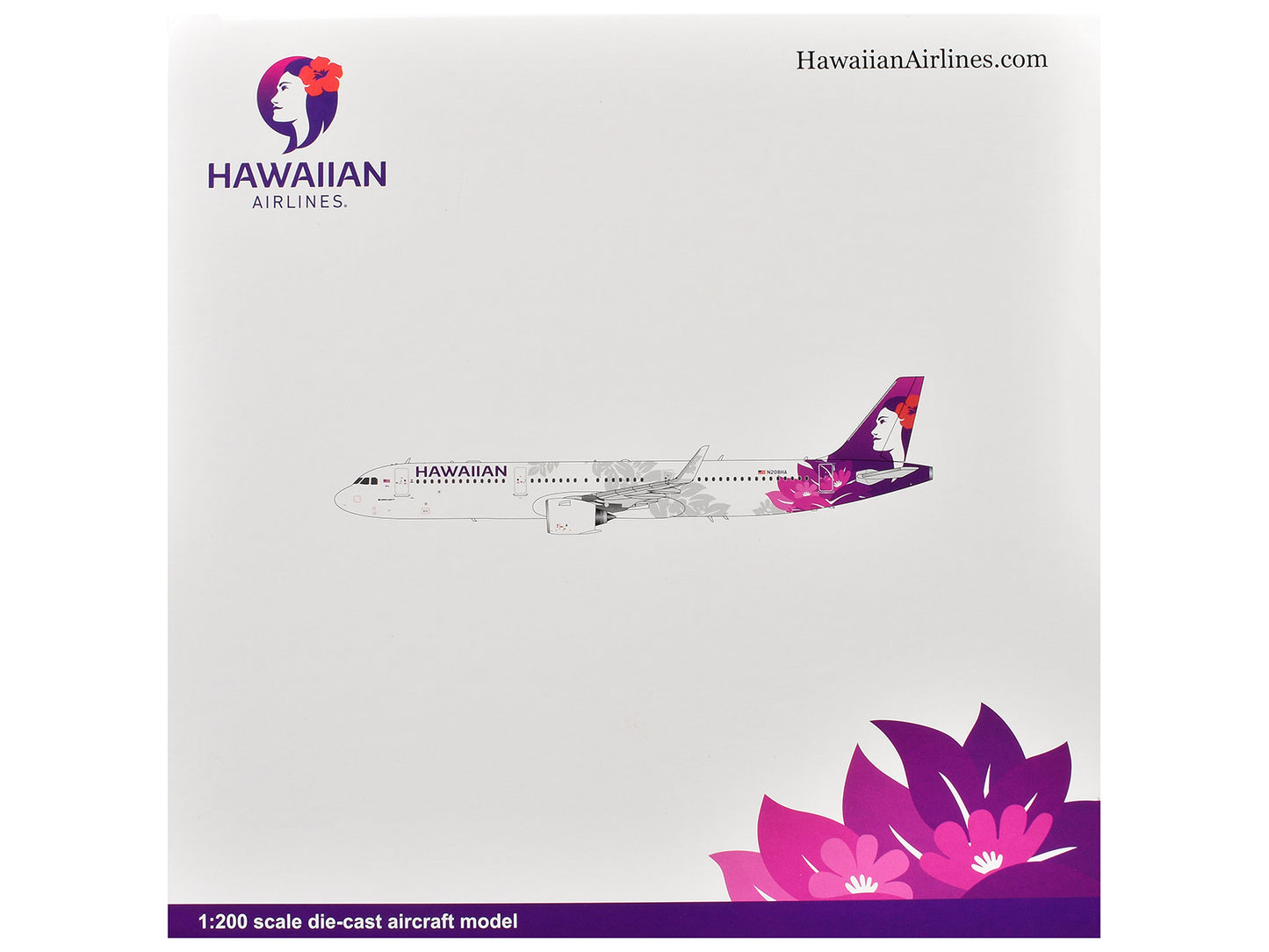 Airbus A321neo Commercial Aircraft "Hawaiian Airlines" (N208HA) White with Tail Graphics "Gemini 200" Series 1/200 Diecast Model Airplane by GeminiJets