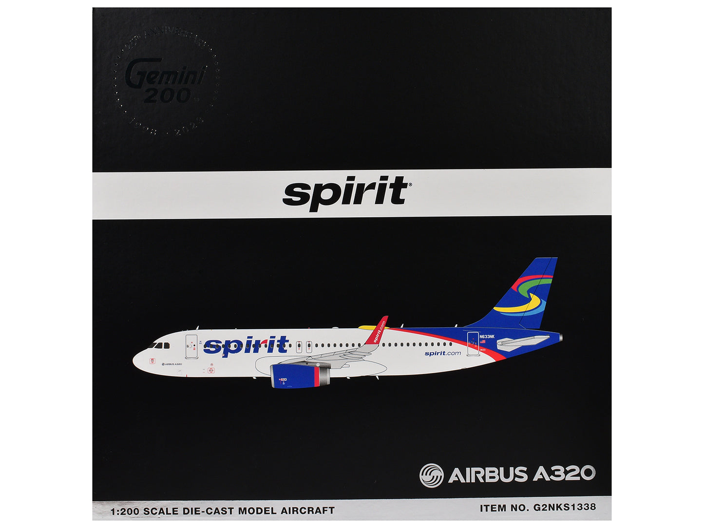 Airbus A320 Commercial Aircraft "Spirit Airlines" (N633NK) White with Blue Tail "Gemini 200" Series 1/200 Diecast Model Airplane by GeminiJets