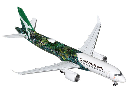 Airbus A220-300 Commercial Aircraft "QantasLink - Minyma Kutjara Tjukurpa Livery" (N531PA) White with Green Graphics "Gemini 200" Series 1/200 Diecast Model Airplane by GeminiJets