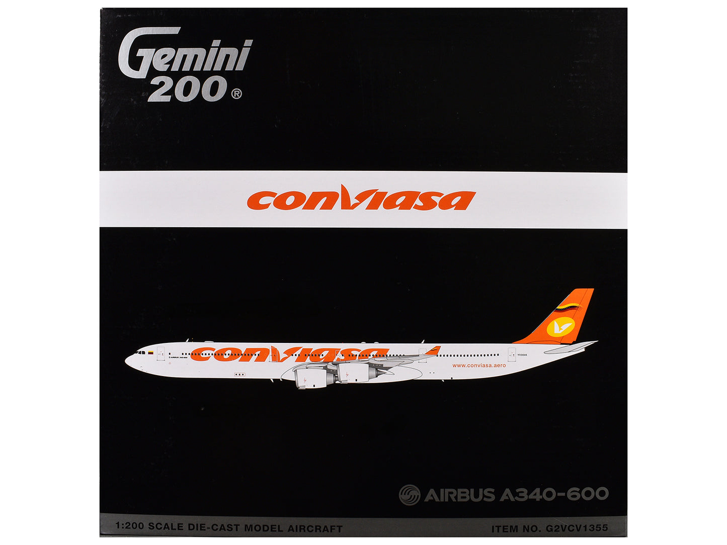 Airbus A340-600 Commercial Aircraft "Linea Aerea Conviasa" (YV3545) White with Orange Tail "Gemini 200" Series 1/200 Diecast Model Airplane by GeminiJets