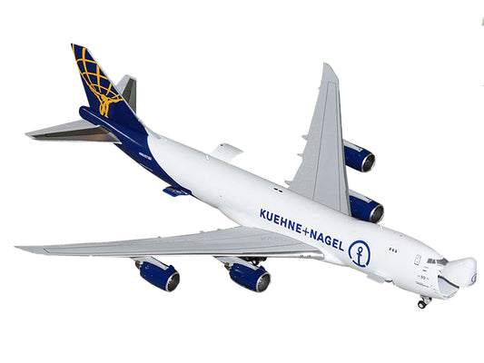 Boeing 747-8F Commercial Aircraft "Atlas Air - Kuehne+Nagel" (N862GT) White with Blue Tail "Interactive Series" 1/400 Diecast Model Airplane by GeminiJets