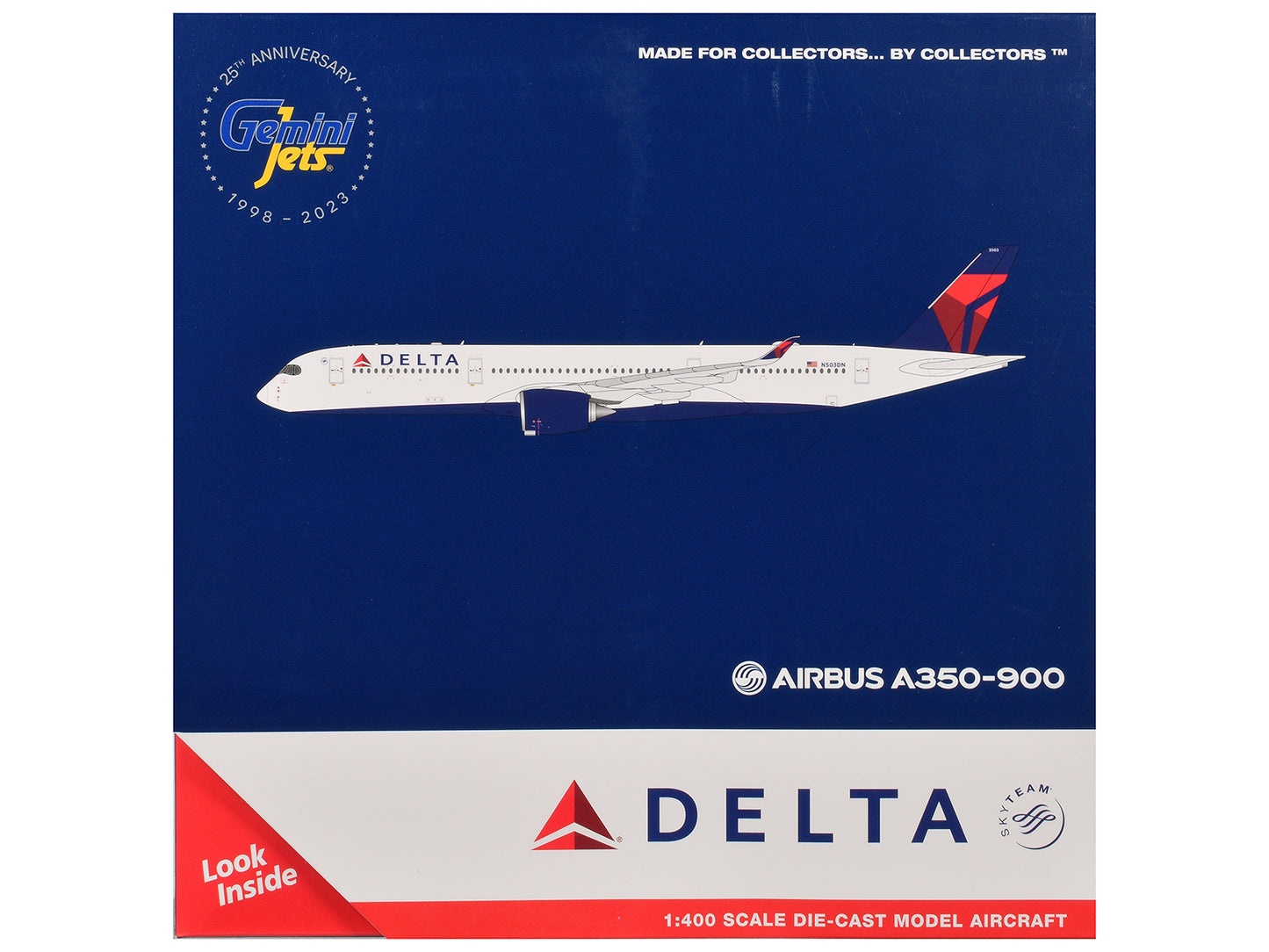 Airbus A350-900 Commercial Aircraft "Delta Air Lines" (N503DN) White with Blue and Red Tail 1/400 Diecast Model Airplane by GeminiJets