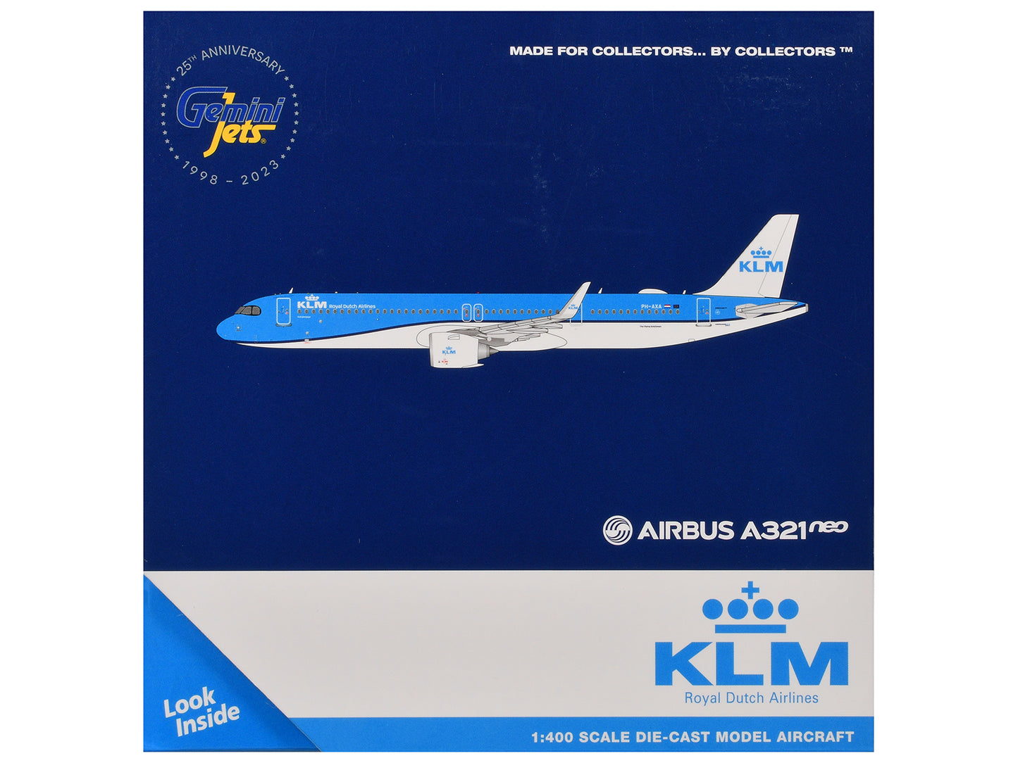 Airbus A321neo Commercial Aircraft "KLM Royal Dutch Airlines" (PH-AXA) Blue and White 1/400 Diecast Model Airplane by GeminiJets
