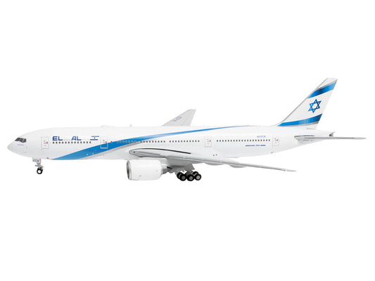 Boeing 777-200ER Commercial Aircraft "EL AL Israel Airlines" (4X-ECB) White with Blue Stripes 1/400 Diecast Model Airplane by GeminiJets