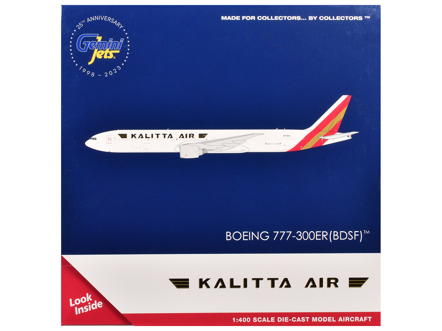 Boeing 777-300ER Commercial Aircraft "Kalitta Air" (N779CK) White with Red Tail 1/400 Diecast Model Airplane by GeminiJets