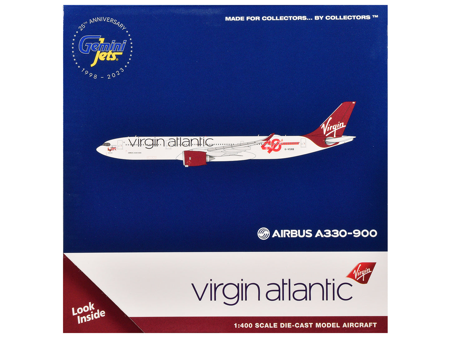Airbus A330-900 Commercial Aircraft "Virgin Atlantic" (G-VSRB) Gray with Red Tail 1/400 Diecast Model Airplane by GeminiJets