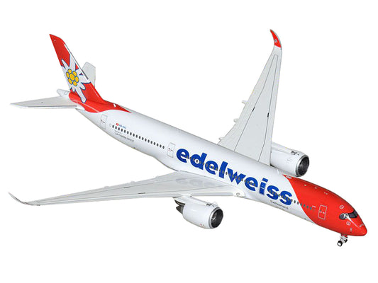 Airbus A350-900 Commercial Aircraft "Edelweiss Air" (HB-IHC) White with Red Tail 1/400 Diecast Model Airplane by GeminiJets
