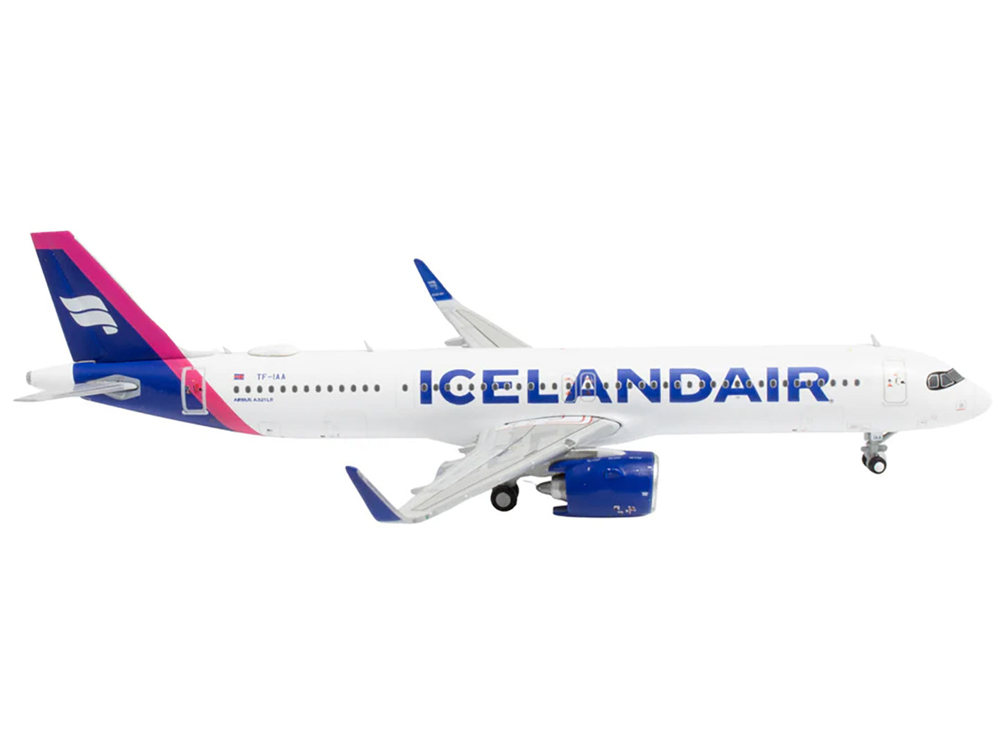 Airbus A321neo Commercial Aircraft "Icelandair" (TF-IAA) White with Blue and Pink Tail 1/400 Diecast Model Airplane by GeminiJets