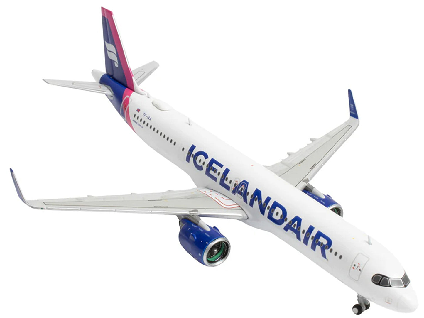 Airbus A321neo Commercial Aircraft "Icelandair" (TF-IAA) White with Blue and Pink Tail 1/400 Diecast Model Airplane by GeminiJets