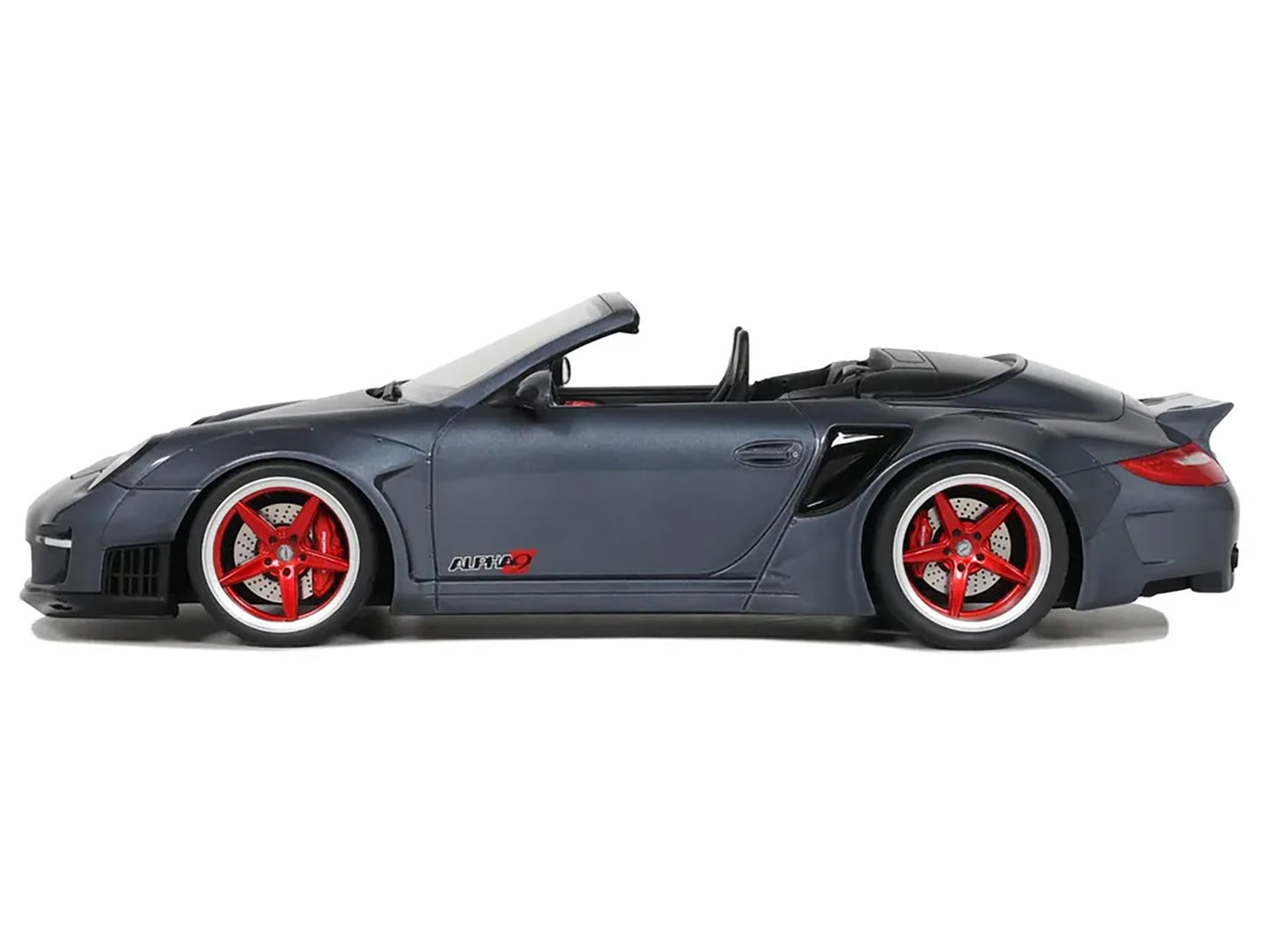 Porsche 911 LB-Works Alpha 9 Gray with Black Hood 1/18 Model Car by GT Spirit