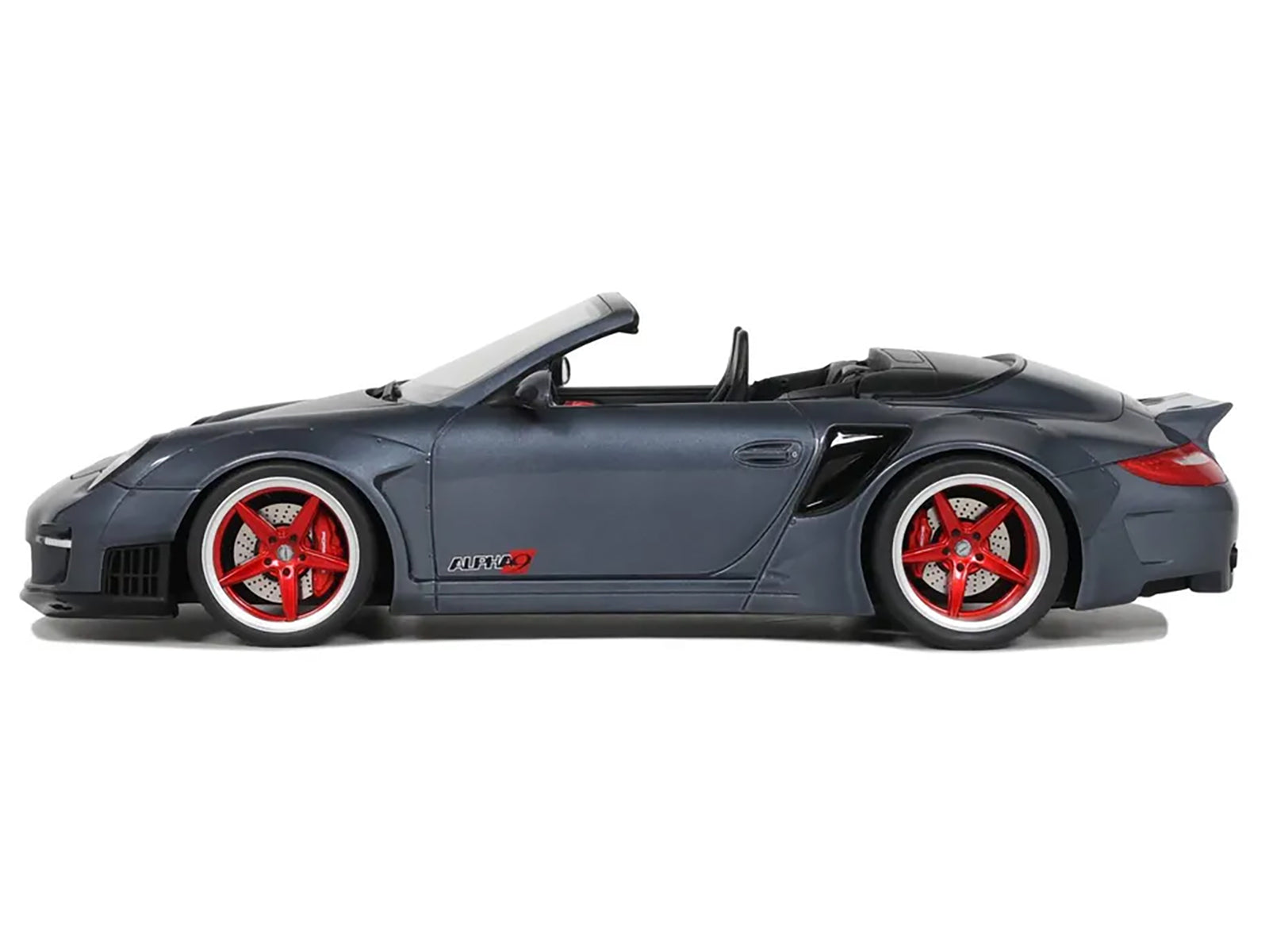 Porsche 911 LB-Works Alpha 9 Gray with Black Hood 1/18 Model Car by GT Spirit