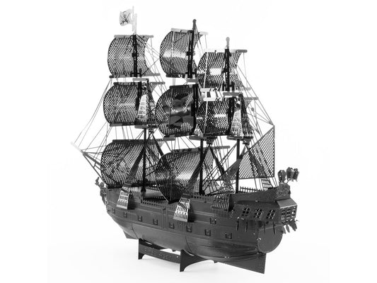 Model Kit Black Pearl Ship Black Version (Moderate Difficulty) Steel Model by Metal Earth