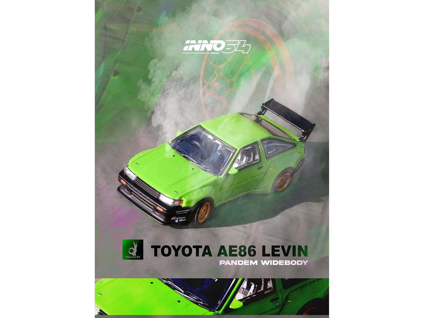 Toyota AE86 Levin RHD (Right Hand Drive) "Pandem Rocket Bunny" Green 1/64 Diecast Model Car by Inno Models
