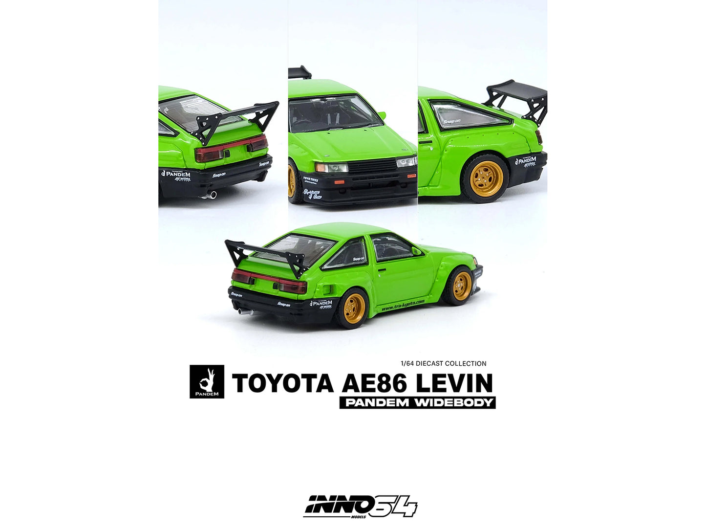 Toyota AE86 Levin RHD (Right Hand Drive) "Pandem Rocket Bunny" Green 1/64 Diecast Model Car by Inno Models