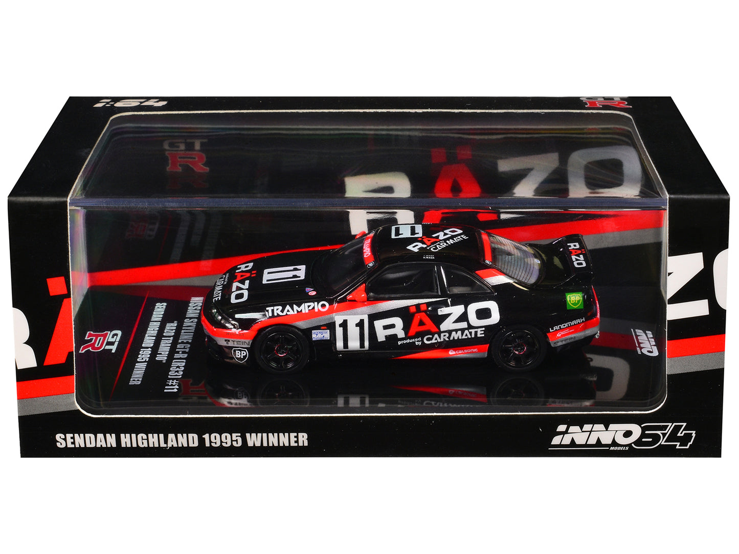 Nissan Skyline GT-R (R33) RHD (Right Hand Drive) #11 "Razo Trampio" N1 Super Endurance Series "Sedan Highland" (1995) 1/64 Diecast Model Car by Inno Models