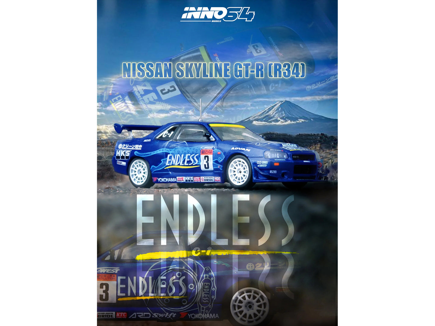 Nissan Skyline GT-R (R34) RHD (Right Hand Drive) #3 "Endless Advan" Winner "Super Taikyu Series" (2002) 1/64 Diecast Model Car by Inno Models