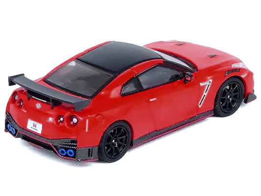 Nissan GT-R (R35) Nismo RHD (Right Hand Drive) Red with Carbon Hood and Top 1/64 Diecast Model Car by Inno Models