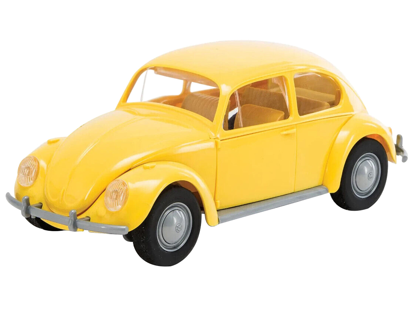 Skill 1 Model Kit Old Volkswagen Beetle Yellow Snap Together Model by Airfix Quickbuild