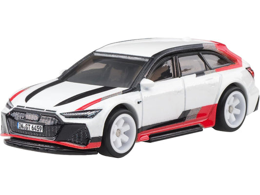 Audi RS 6 Avant White with Stripes "Fast Wagons" Series Diecast Model Car by Hot Wheels