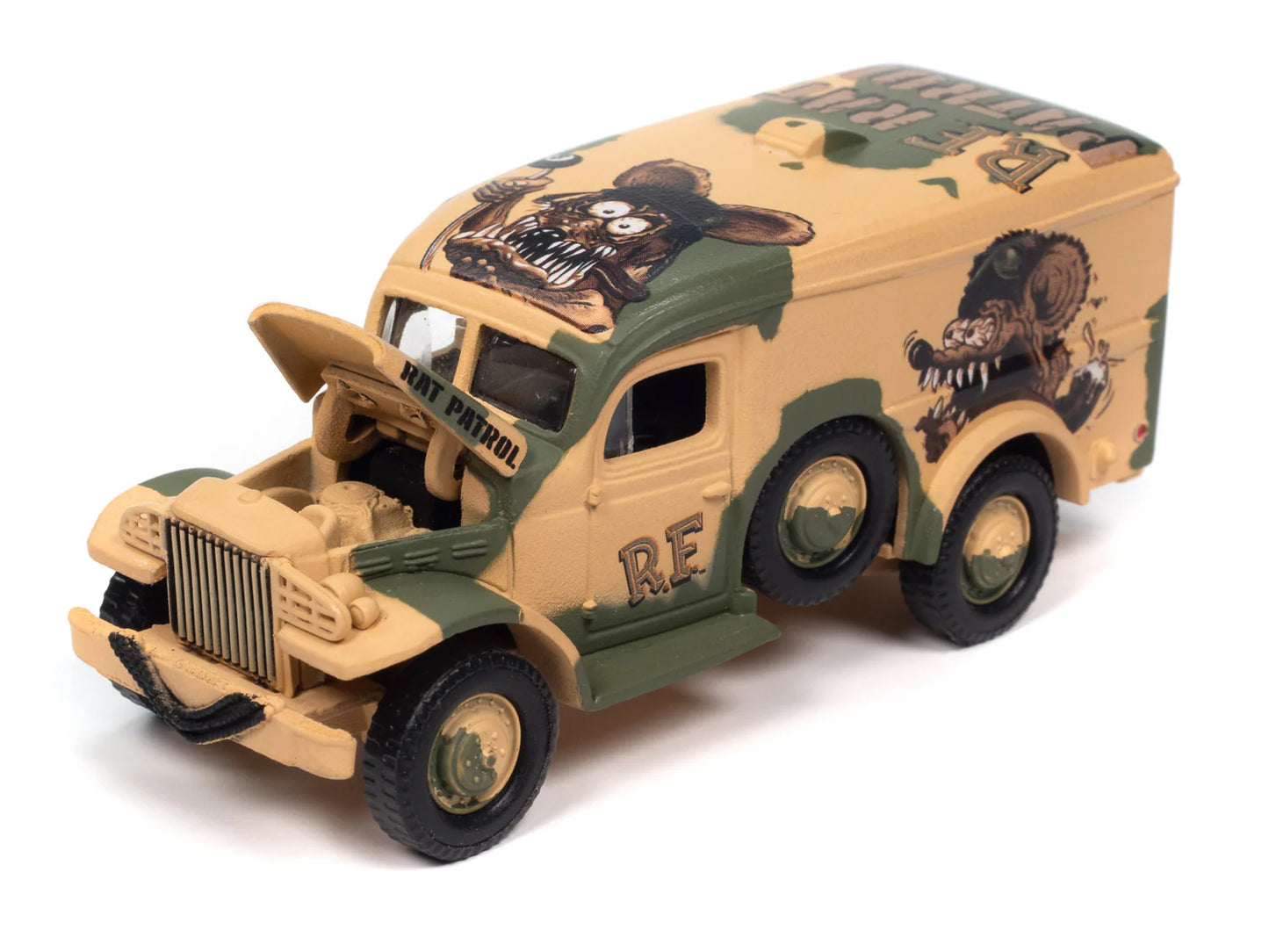 Dodge WC54 Ambulance Desert Camouflage "Rat Fink" "Pop Culture" 2024 Release 2 1/64 Diecast Model Car by Johnny Lightning