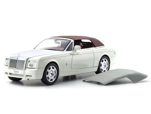 Rolls Royce Phantom Drophead Coupe English White with Silver Hood 1/18 Diecast Model Car by Kyosho