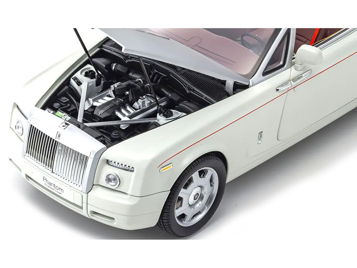 Rolls Royce Phantom Drophead Coupe English White with Silver Hood 1/18 Diecast Model Car by Kyosho