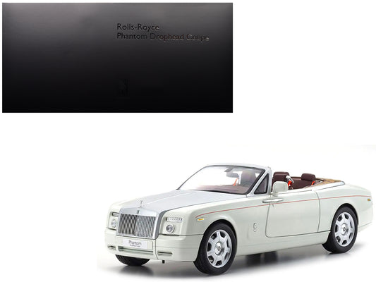 Rolls Royce Phantom Drophead Coupe English White with Silver Hood 1/18 Diecast Model Car by Kyosho