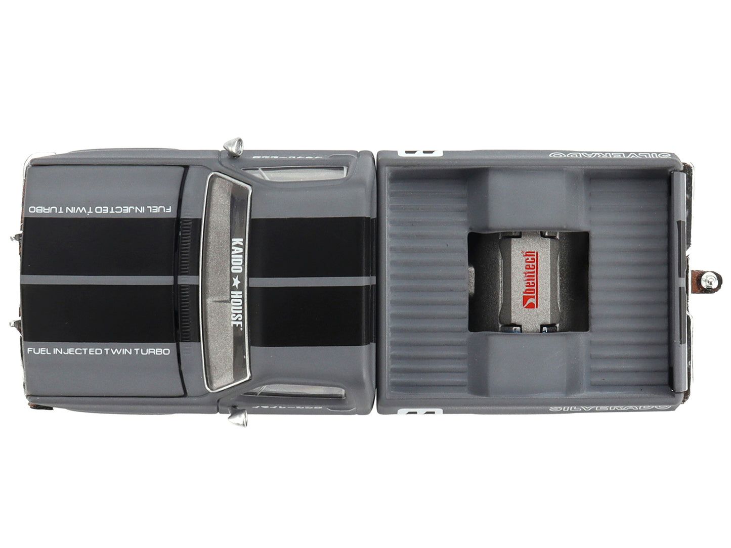 Chevrolet Silverado "KAIDO V2" Pickup Truck #11 Gray with Black Stripes (Designed by Jun Imai) "Kaido House" Special 1/64 Diecast Model Car by Mini GT