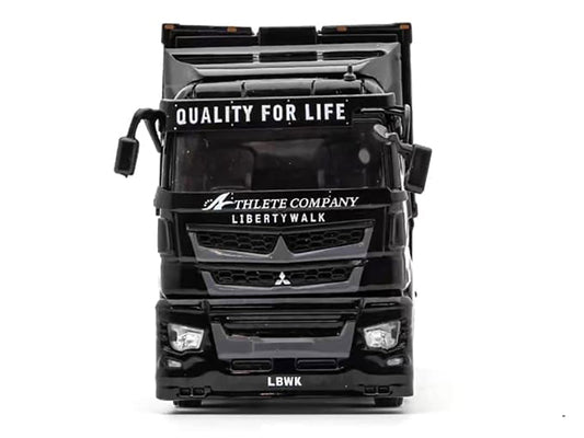 Mitsubishi Fuso Super Great Transporter RHD (Right Hand Drive) "Liberty Walk LB-Trucks" Black with Graphics 1/64 Diecast Model by GCD