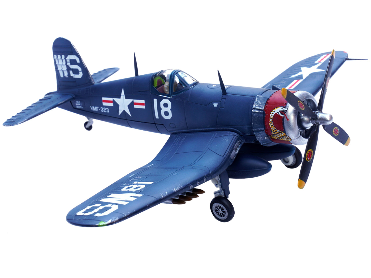 Vought F4U-4 Corsair Fighter Plane Marine Fighter Squadron 323 (VMF-323) "Death Rattlers" USS Sicily (CVE-118) (1951) 1/72 Diecast Airplane Model by Legion