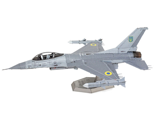 Model Kit Lockheed Martin F-16 Fighting Falcon Aircraft "Ukrainian Air Force" (Moderate Difficulty) Steel Model by Metal Earth