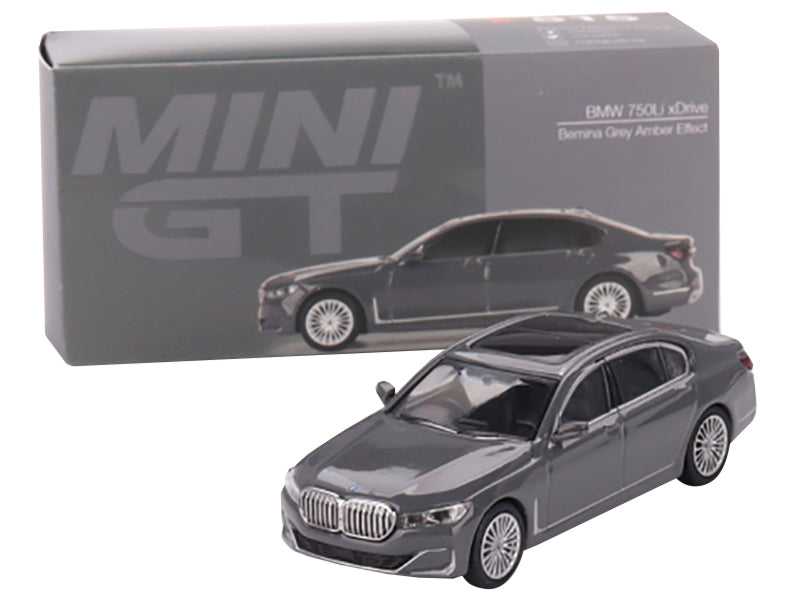 BMW 750Li xDrive Bernina Gray Amber Effect with Sunroof Limited Edition to 2400 pieces Worldwide 1/64 Diecast Model Car by Mini GT