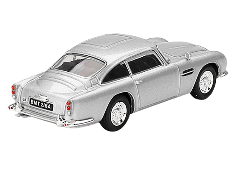 Aston Martin DB5 RHD (Right Hand Drive) Birch Silver Metallic 007 James Bond "Thunderball" (1965) Movie Limited Edition 1/64 Diecast Model Car by Mini GT