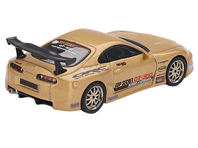 Toyota Supra (A80) "Top Secret GT-300" RHD (Right Hand Drive) Gold Metallic with Graphics Limited Edition 1/64 Diecast Model Car by Mini GT