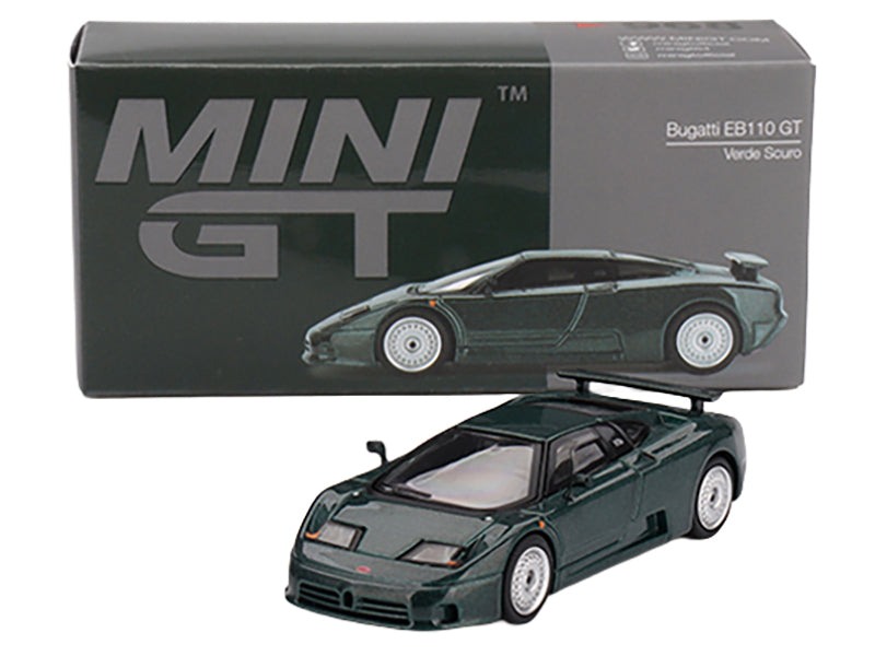 Bugatti EB110 GT Verde Scuro Dark Green Metallic Limited Edition 1/64 Diecast Model Car by Mini GT