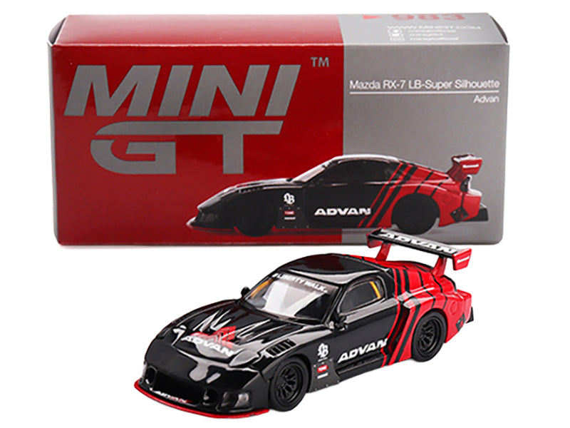 Mazda RX-7 LB-Super Silhouette RHD (Right Hand Drive) "Advan" Black and Red Limited Edition 1/64 Diecast Model Car by Mini GT