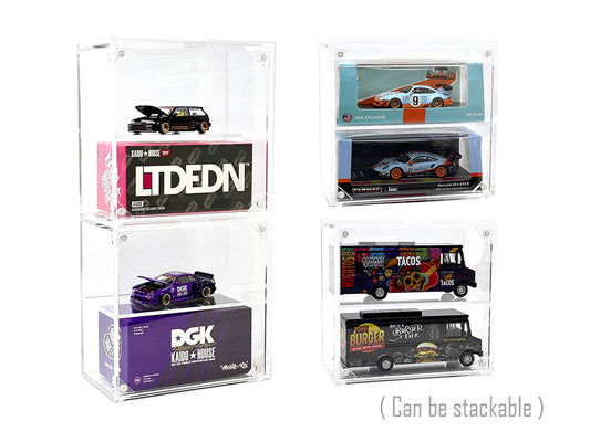 Showcase 2 Cars Desk Top Display Case with Cover "Mijo Exclusives" for 1/64 Scale Models