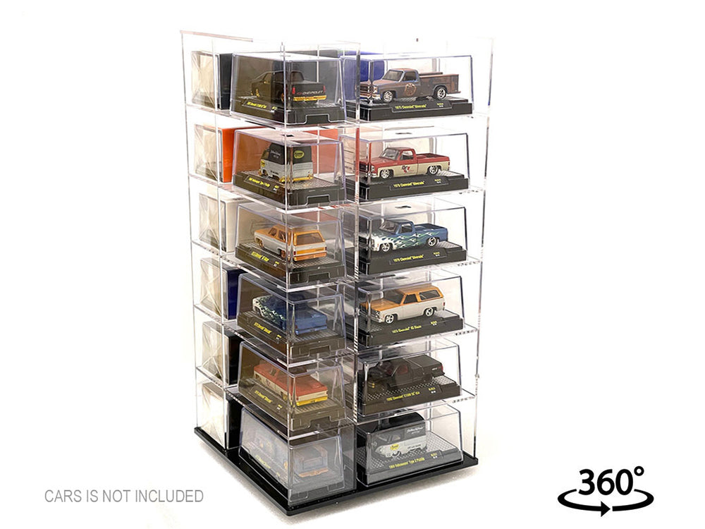 Showcase Large 24 Car Display Desktop Spinner with Cover "Mijo Exclusives" for 1/64 Scale Models