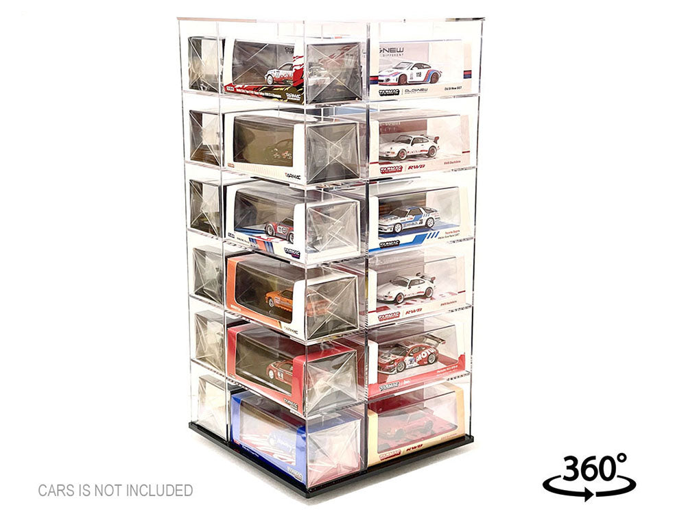 Showcase Large 24 Car Display Desktop Spinner with Cover "Mijo Exclusives" for 1/64 Scale Models