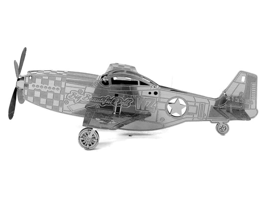 Model Kit North American P-51 Mustang Fighter Aircraft "Big Beautiful Doll" United States Army Air Forces (Easy Difficulty) Steel Model by Metal Earth