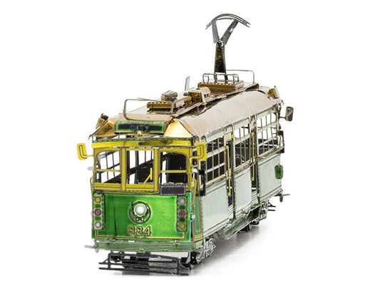 Model Kit Melbourne W-class Tram Green and Gold (Moderate Difficulty) Steel Model by Metal Earth